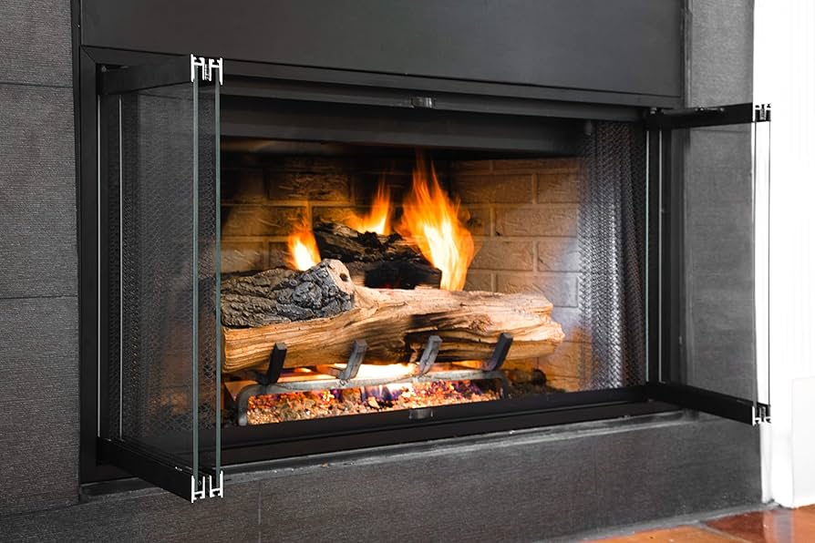 Prefab fireplace door