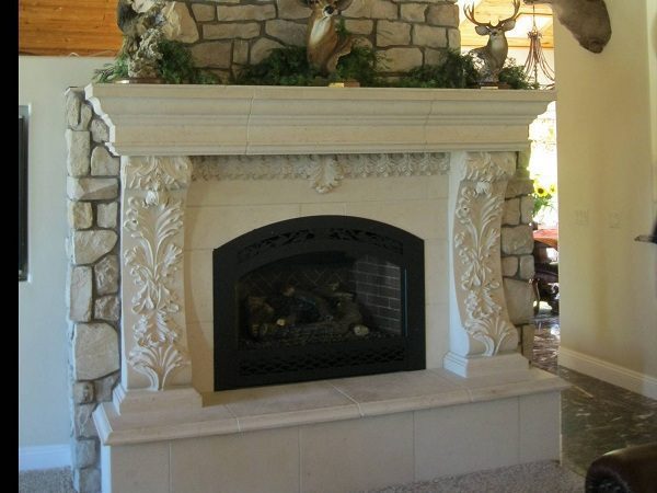 clean brick fireplace