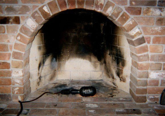 Prepare for painting inside fireplace 
