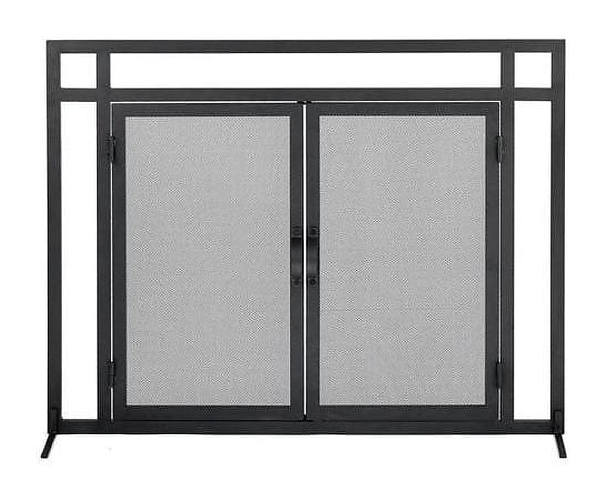 Mission Style Black Wrought Iron Fireplace Screen
