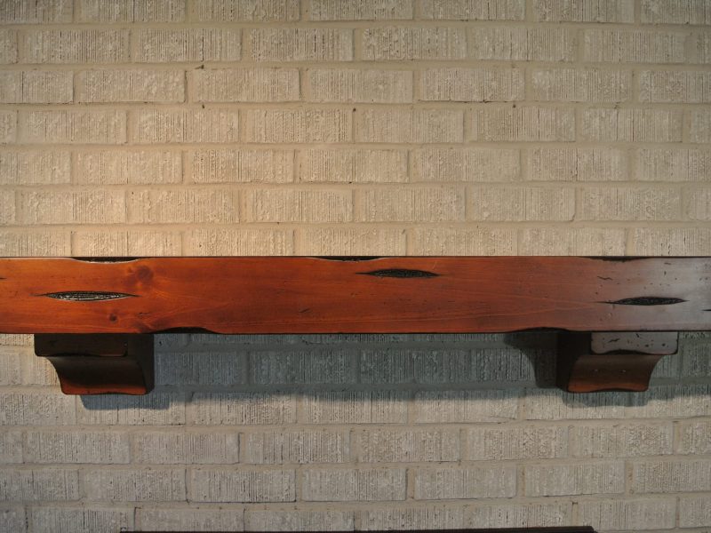 stained fireplace mantel