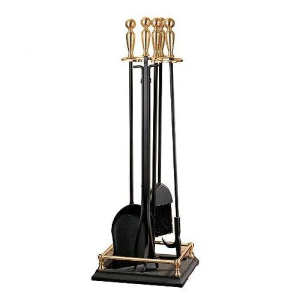 Pilgrim Fireplace Tool Set - Matte Black - 5 Piece Brass Ball Handle
