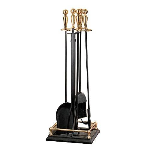 Pilgrim Fireplace Tool Set - Matte Black - 5 Piece Brass Ball Handle