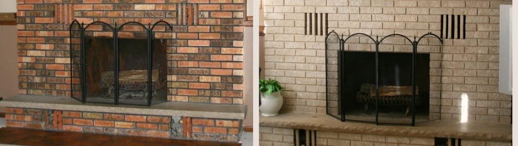a fireplace before and after Brick-Anew