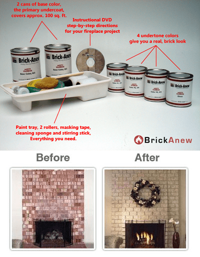 Fireplace Restoration with Brick Anew Paint
