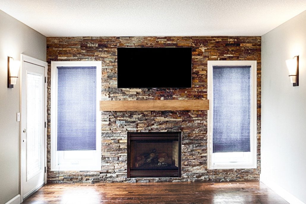 slate family room fireplace