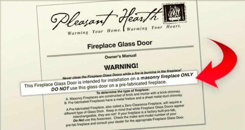 Pleasant Hearth fireplace door owner's manual