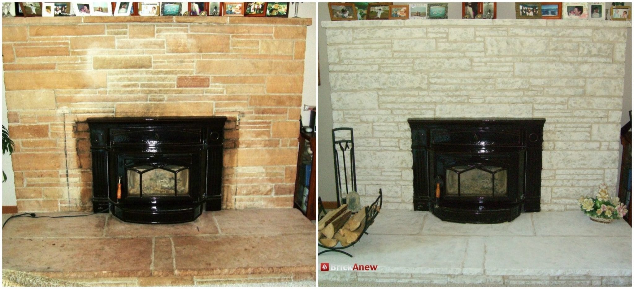 Before/After BrickAnew Fireplace Paint