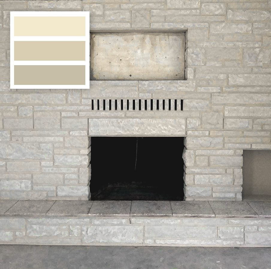 Stone Fireplace painted with Brick Anew Frosted Sunshine