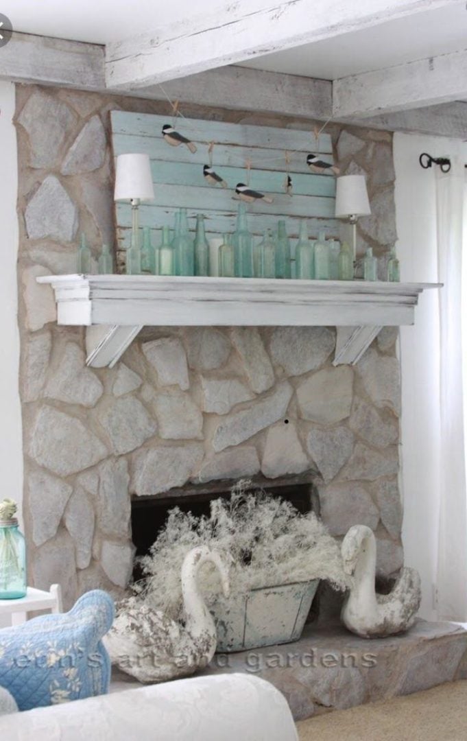 Erin's Art and Garden painted fireplace