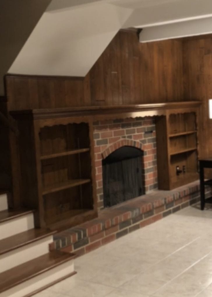 Brick Anew Twilight Taupe Color Painted Fireplace Before