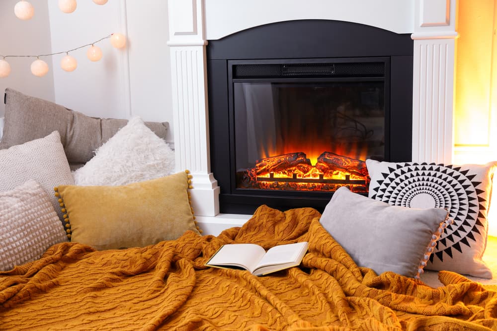 Fireplace Surrounding Pillows & Blanket