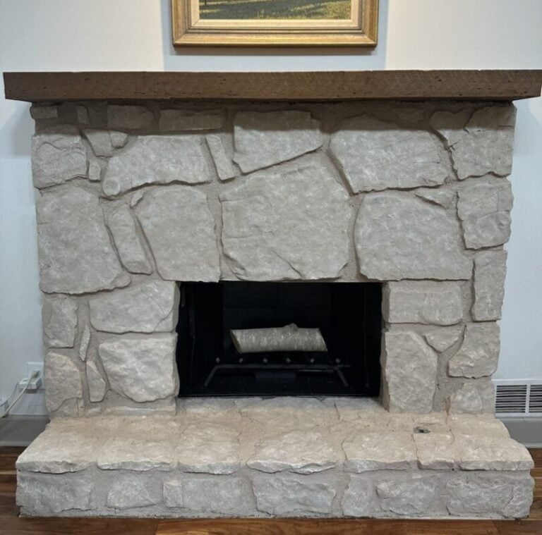 Fireplace before and after