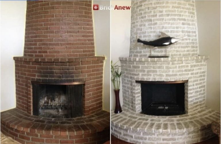 Fireplace before and after