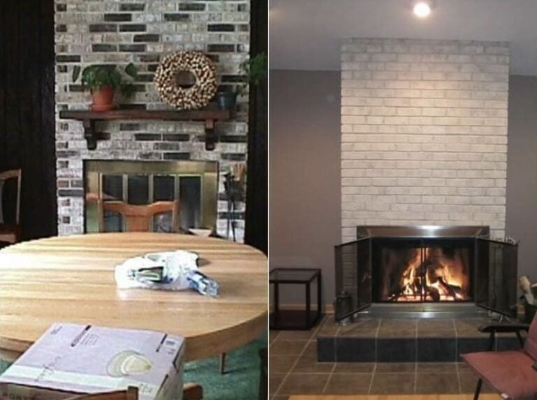 Fireplace before and after