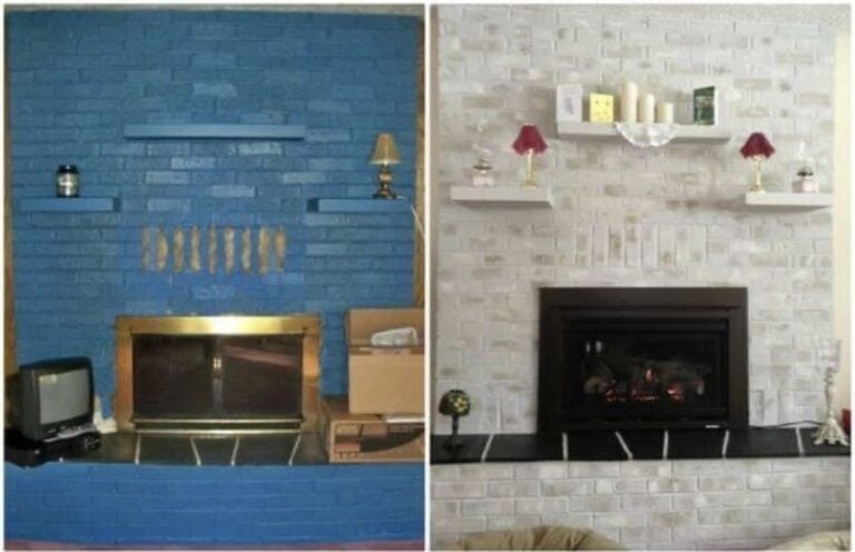 Fireplace before and after