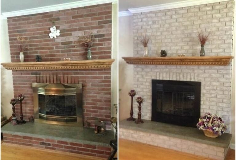 Fireplace before and after
