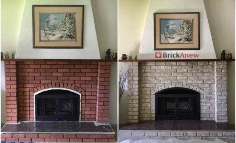 Fireplace before and after