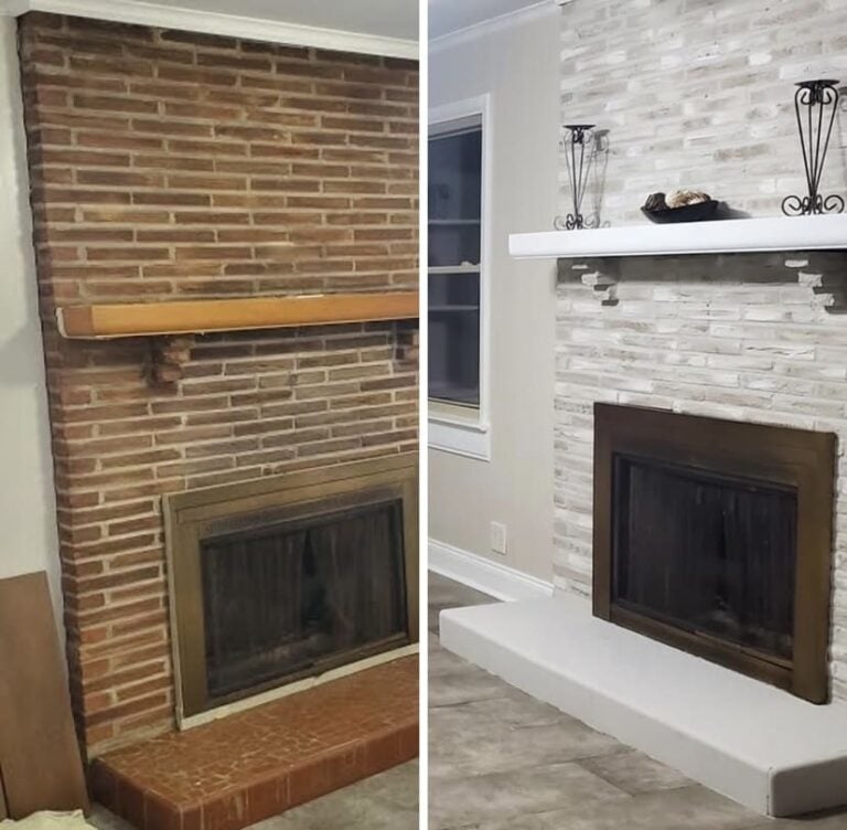 Fireplace before and after