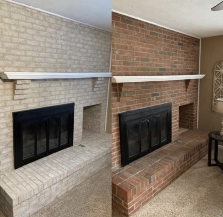 Fireplace before and after