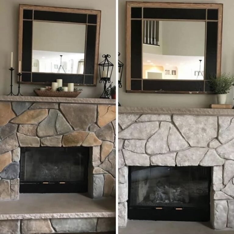 Fireplace before and after