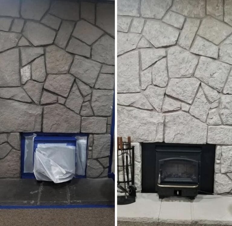 Fireplace before and after