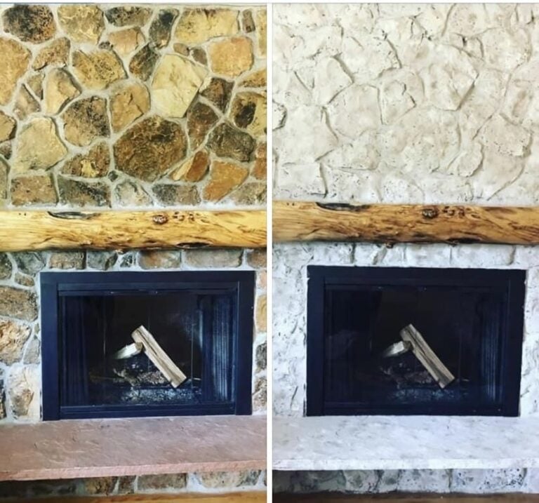 Fireplace before and after