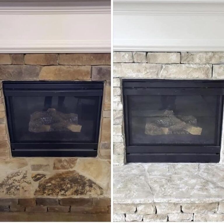 Fireplace before and after
