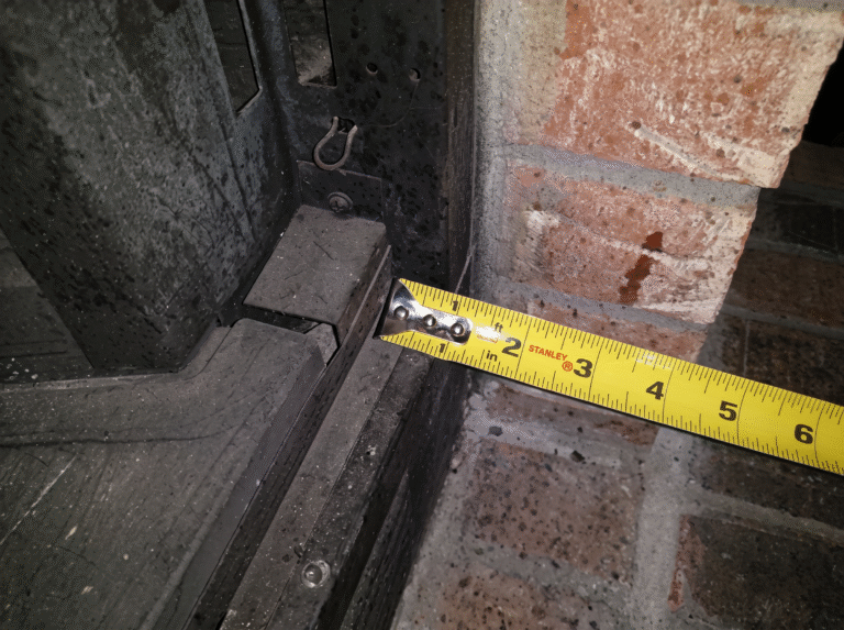 Tape measure showing the recess depth at the bottom of the opening
