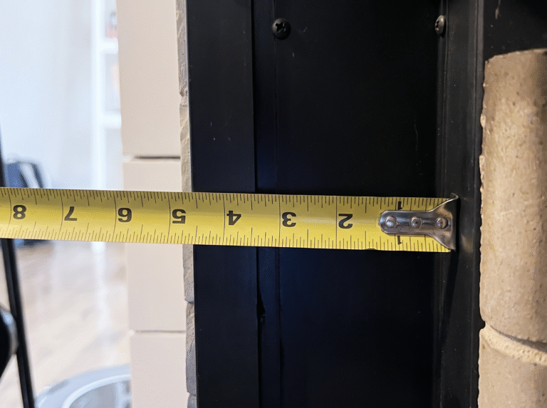 Tape measure showing the recess depth at the side of the opening